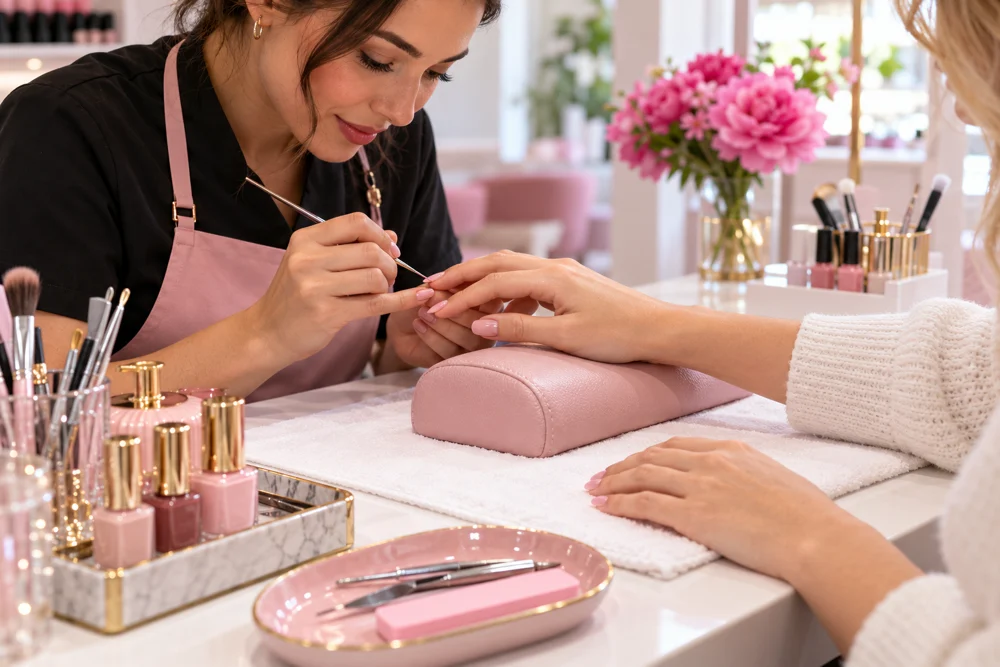 Profesional realizando una manicura